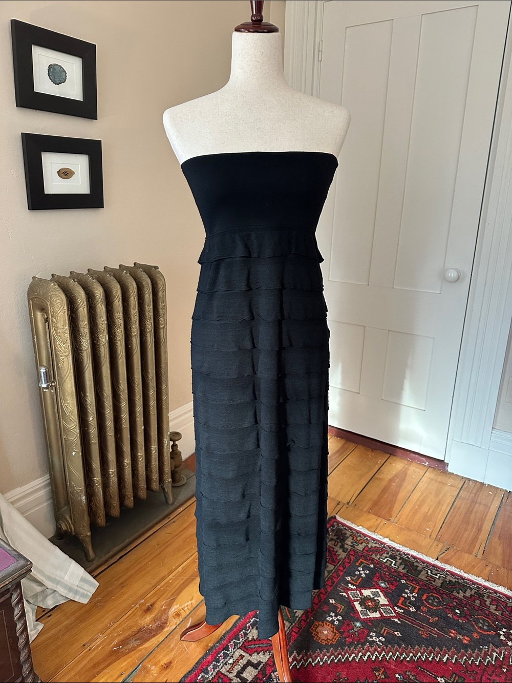 Max Studio Black Strapless Tiered Maxi Dress